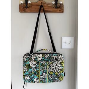 Vera Bradley Island Blooms hard sided messenger laptop bag commuter tote